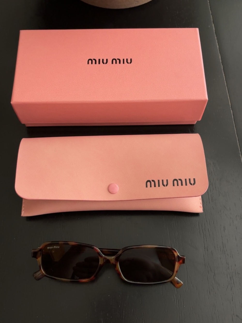 Miu Miu Tortoise Sunglasses with Pink Case